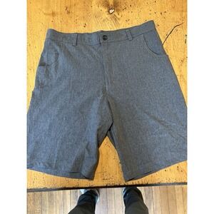 Straight Down Shorts Mens 32 Gray Flat Front Performance Casual Golf Outdoor 10"